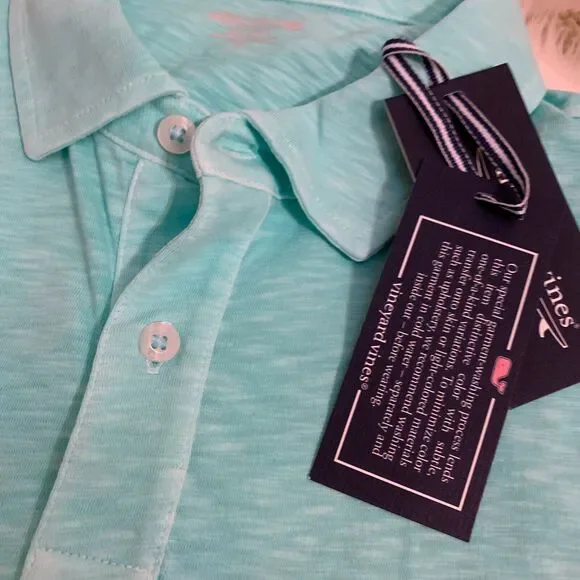 VINEYARD VINES Mens ISLAND Dyed Slub COTTON Pocket Polo CAICOS XL Aqua NWT - Picture 4 of 15